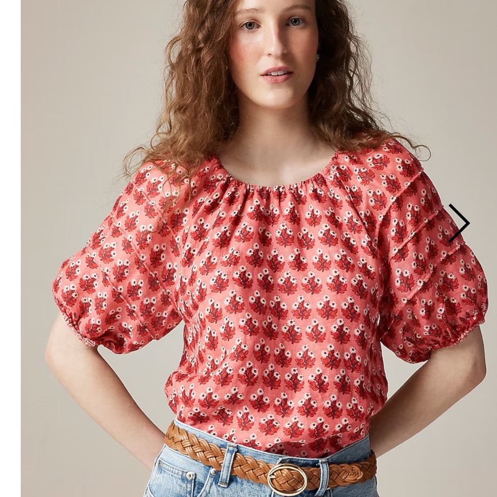 J. Crew Red Floral Blouse